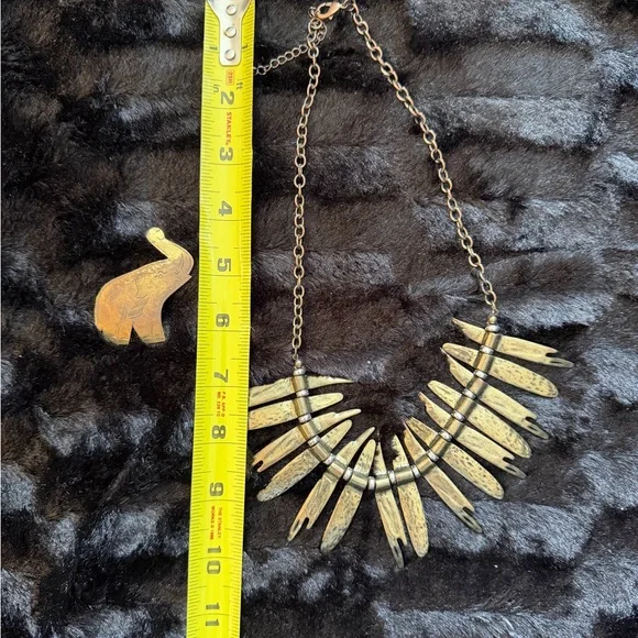 Vintage Brass Statement Necklace & Brass Elephant Brooch - Picture 3 of 3